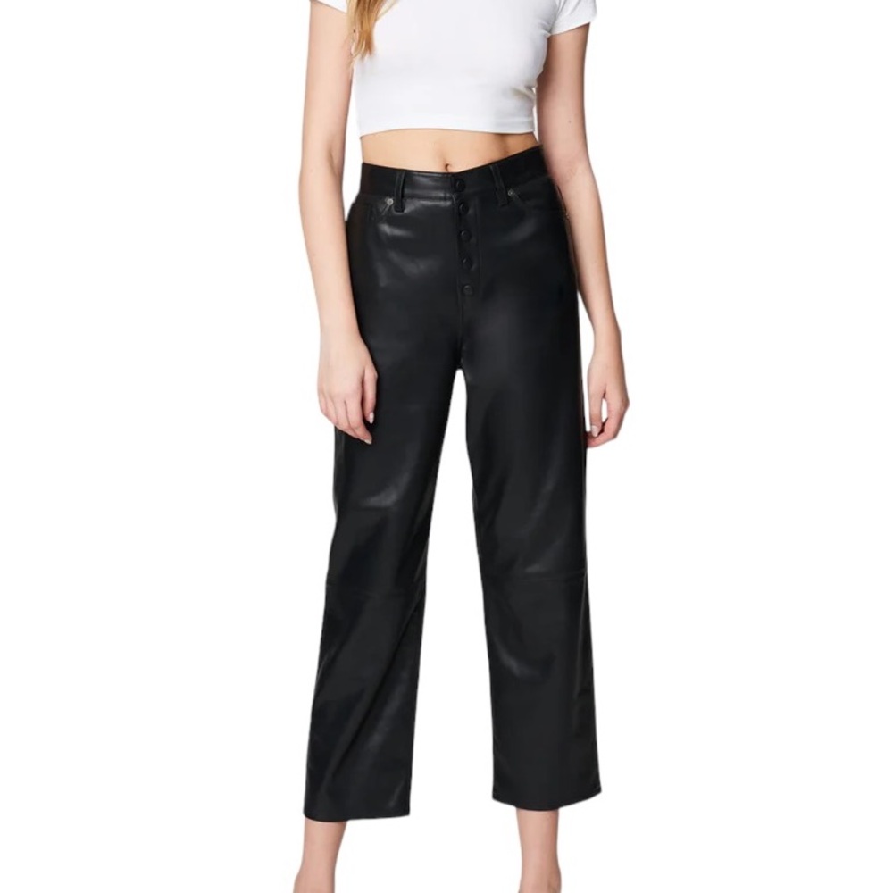 BlankNYC The  Baxter Ribcage Black Straight Cropped Leg Faux Leather Pants - 29